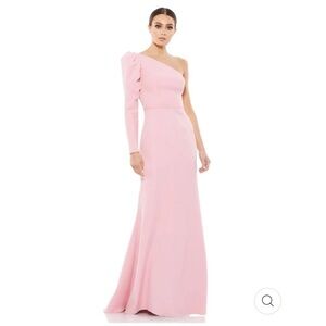 Ieena for Mac Duggal ONE SHOULDER PUFF SLEEVE GOWN Dress